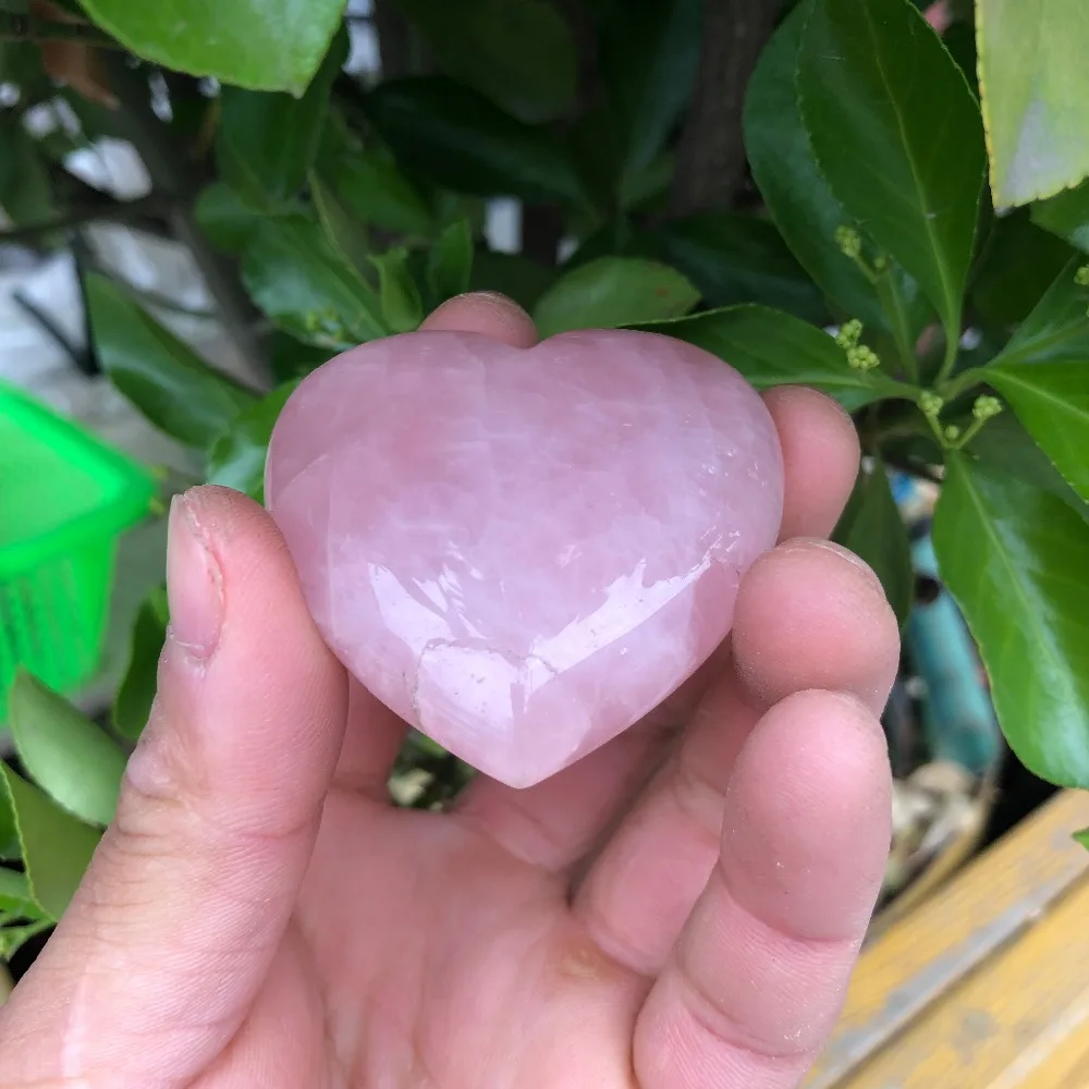 

3pcs Natural Rose Quartz Heart Shaped Striped Agate Crystal Carved Palm Love Healing