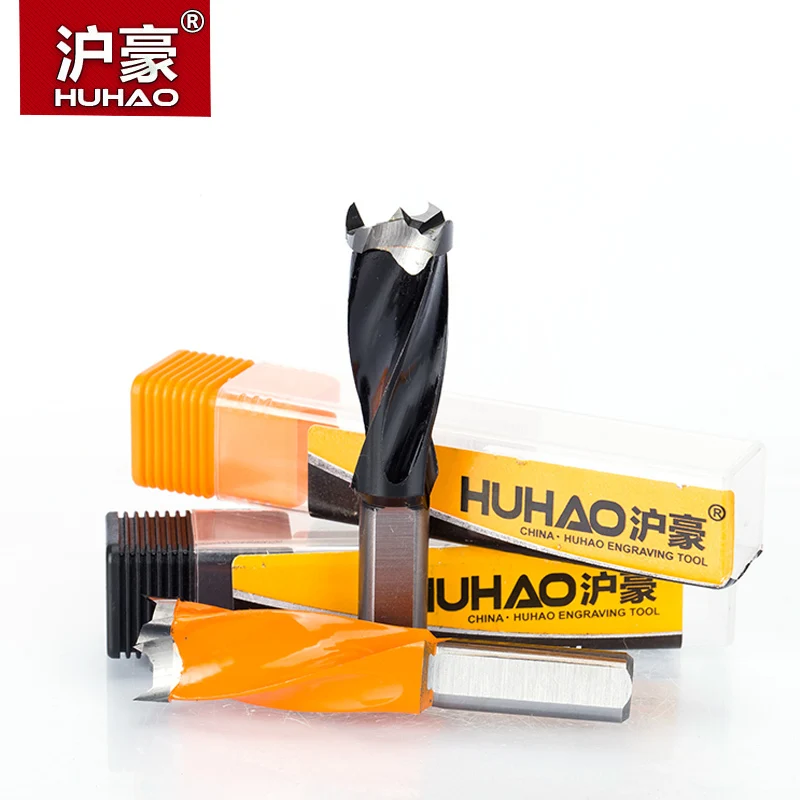 HUHAO Wood Crown Router Bit 1pc Left/Right Rotation Row Drill Bits  Shank 10mm 2 Flute Carbide Cutter Woodworking Drill
