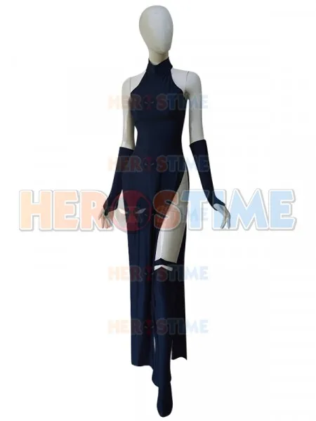 Costume de super-héros pour femmes, Raven bleu marine, Costume de Cosplay, en Spandex, Costume Zentai Catsuit pour Halloween avec Cape