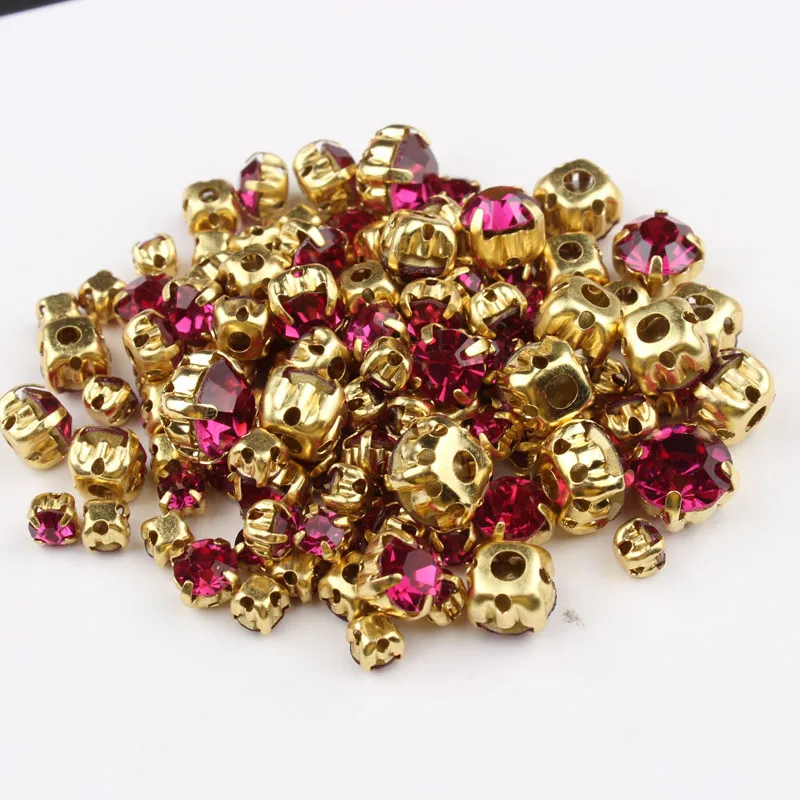 Mixed size sewn rhinestone 24 colors and gold claw glass stone  crystal  for DIY decoration shoes and hats luggage decoration