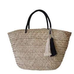 2018 Ha Lavorato A Maglia borsa di Paglia di Estate Della Boemia delle donne di modo delle borse dei sacchetti di spalla borsa da spiaggia grandi sacchetti di tote della nappa Grande formato boho di Stile