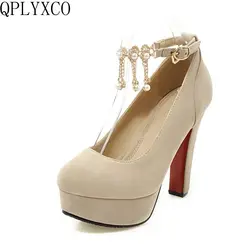 QPLYXCO 2017 New Sale Sweet Fashion Big Small Size 31-47 Women Shoes High Heel Lady Spring Autumn Party Wedding Pumps Shoes T-2