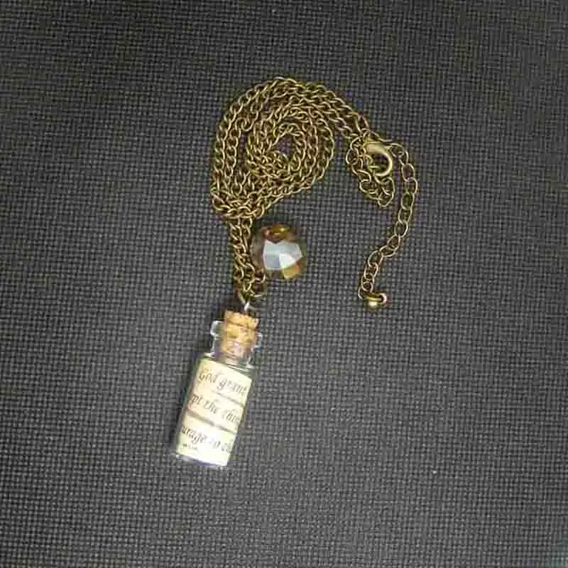 New style vintage Glass Vial Bottle Necklace Miniature Wishing bottle with facted yellow crystal pendant fashion necklace