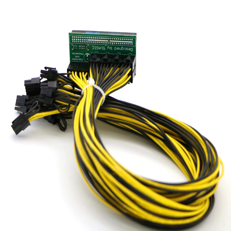 PCI-E Power Supply Kit - 10x 6Pin Port Breakout Board and 60CM  1007 16AWG PCI-E 6Pin to 6+2Pin Cable