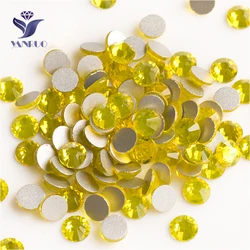 YANRUO 2058NoHF Citrine Glass Stone Cold Glue On Nails DIY Strass Non Hotfix Flat Back Crystal Rhinestone