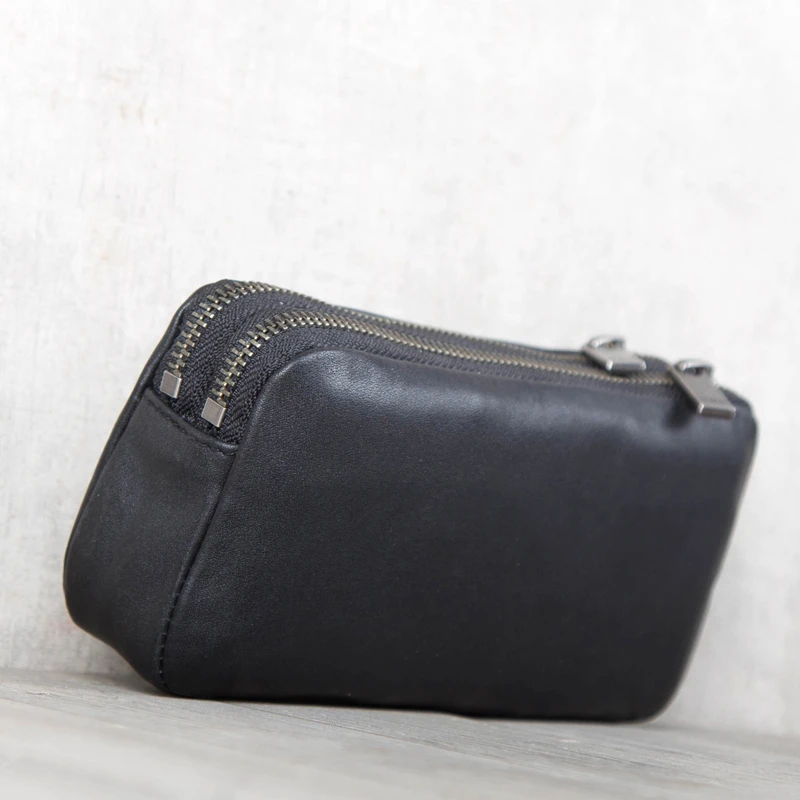 Double Zipper Long Wallets Men Genuine Cow Leather Luxury Women Casual Cell Phone Bag Big Capacity Storage Money Purses