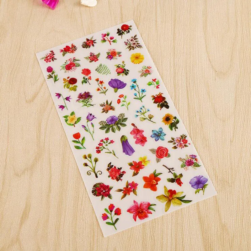 6 Folhas/Lote New Flower Sea Pvc Stickers Pocket Diary Decorative Transparent Stickers Diy Children Stationery Stickers