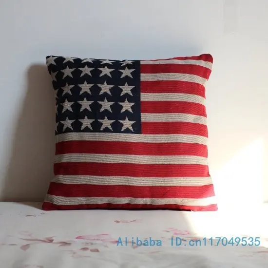 Taie d'oreiller en coton, taie d'oreiller, drapeau National américain, 17 pouces (45cm x 45cm), vente en gros, 1 pièces, P160