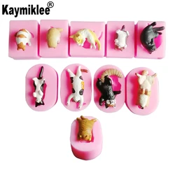 Molde de silicona para jabón de gatos y perros, herramienta de decoración de pasteles, Fondant, Corgi, Bulldog, pasta de goma de Chocolate, Sugarcraft, 10 nuevos, C373