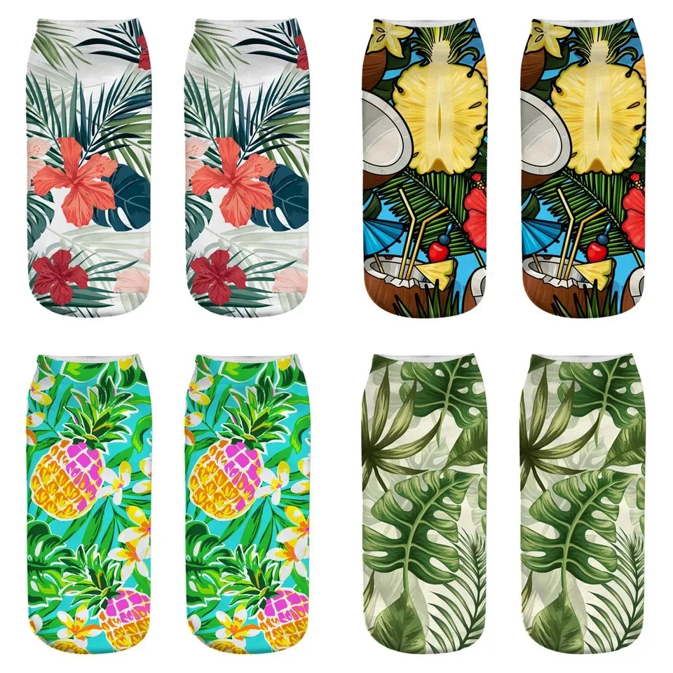 

3-D Tropical Plant Printed Socks Flower Socks, Various Styles Optional3-D printing socks,women and man