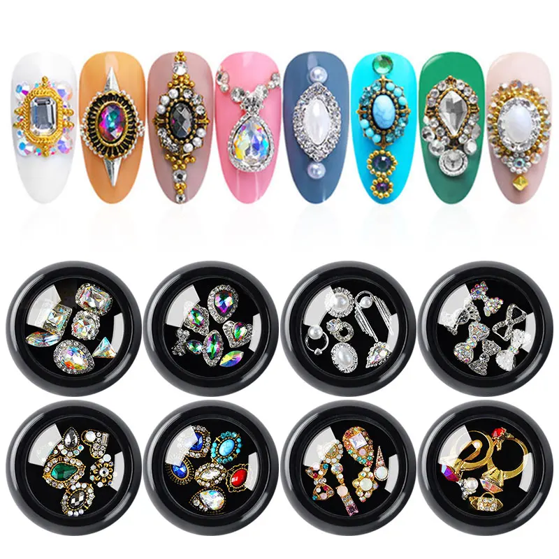 

Dropshipping 6Pcs/box 3D Nail Art Gem Glittering Rhinestone Beads DIY Manicure Decor Nail Art SMJ