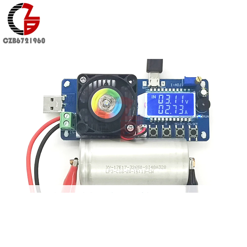 Imagem -06 - Testador de Carga Eletrônica Ajustável 4a 5a 25w 35w Led Digital Usb Voltímetro Amperímetro Capacidade da Bateria Fonte de Alimentação Detector Monitor