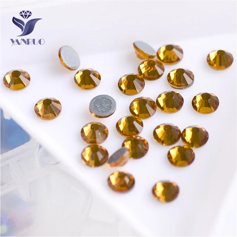 YANRUO 2028HF All Sizes Topaz Hotfix Glitter Strass Stones Crystal Rhinestones Flatback For Garment Accessories