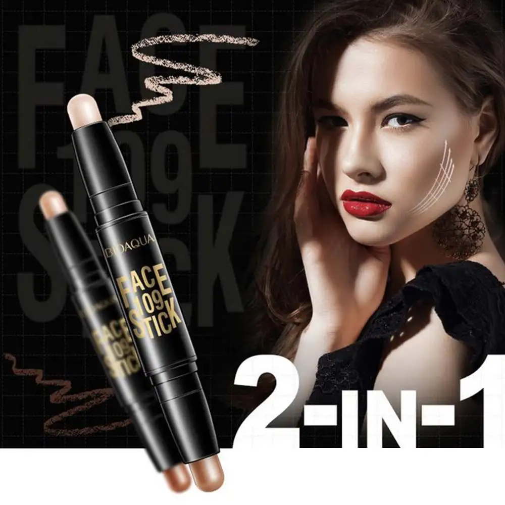 Dighealth 3D Double Head Highlighter Countour Stick Makeup Bronzer Face Concealer Pen Cosmetic Foundation Stick