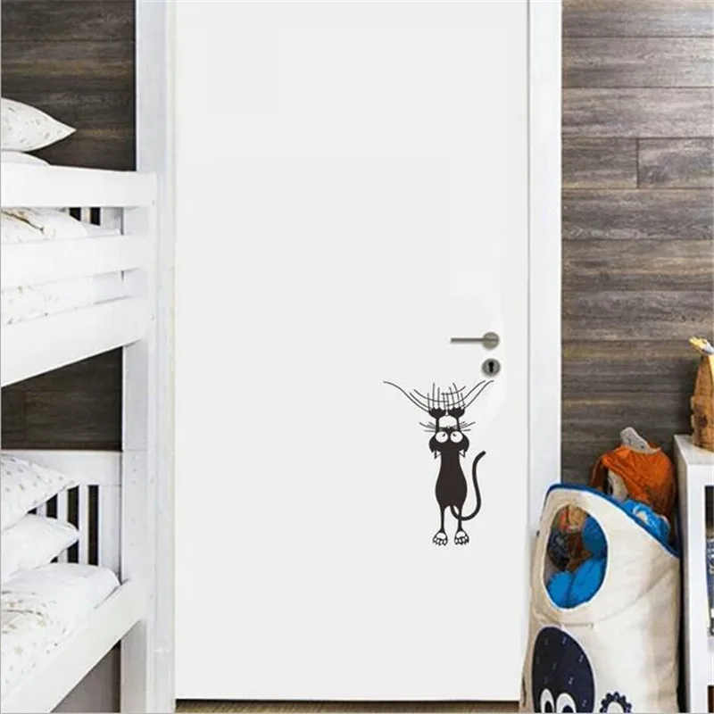 1PCS Cartoon Climbing Wall Funny Black Cat Wall Sticker Minimalist Personality Decorative  For Home Art Mural 9*26.5CM