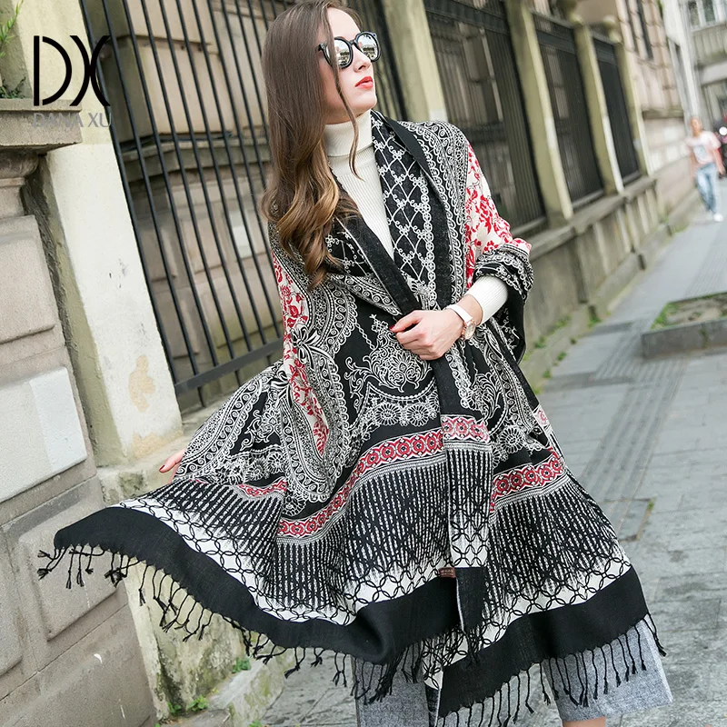 Winter luxury Brand Plaid Cashmere Women Oversized Blanket Scarf Wrap Warm Wool Scarf Women Pashmina Shawls and Scarves 2017