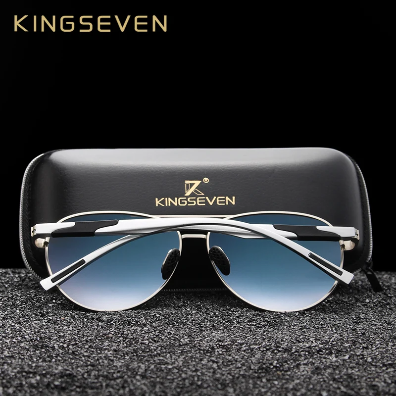 KINGSEVEN Desain Kacamata Hitam Terpolarisasi Klasik Pria Kacamata Surya Pilot Aluminium UV400 Perlindungan NF-7228