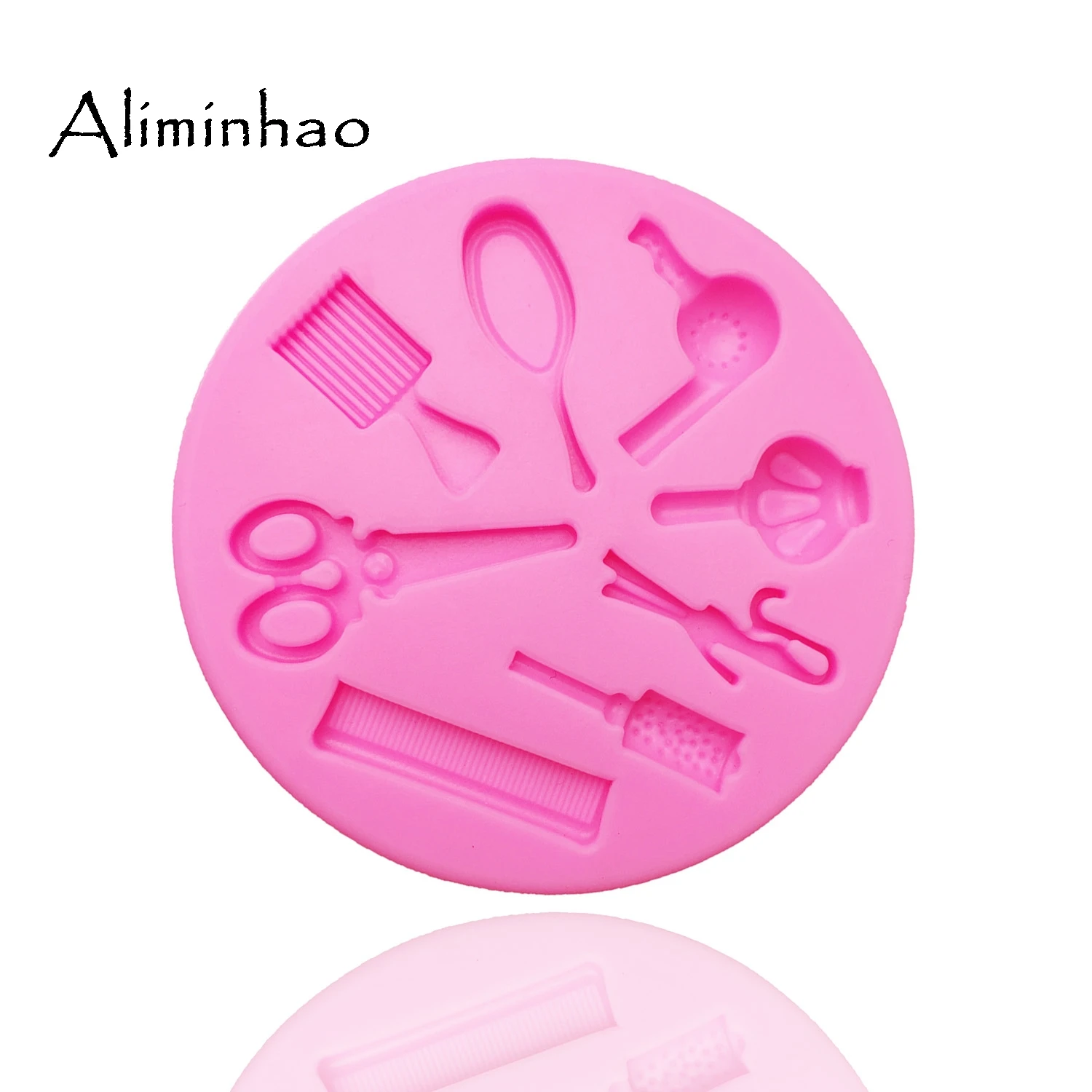 B0145 Girl scissors hair dryer comb Cake dessert Sugarcraft Silicone mould chocolate fondant cake decorating tools Resin Clay image 3