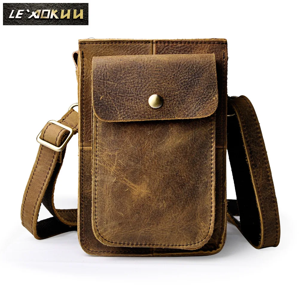 Fashion Crazy Horse Leather Multifunction Hook Crossbody Satchel Messenger Bag Cigarette Case 6\