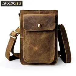 Fashion Crazy Horse Leather multifunzione Hook Crossbody Satchel Messenger Bag portasigarette 6 