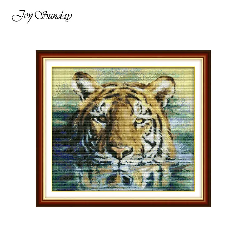 

Joy Sunday Counted Cross Stitch Kits Embroidery Set Tiger Animals Pattern DMC 11CT 14CT Printed Canvas Home Decor Needlework Set