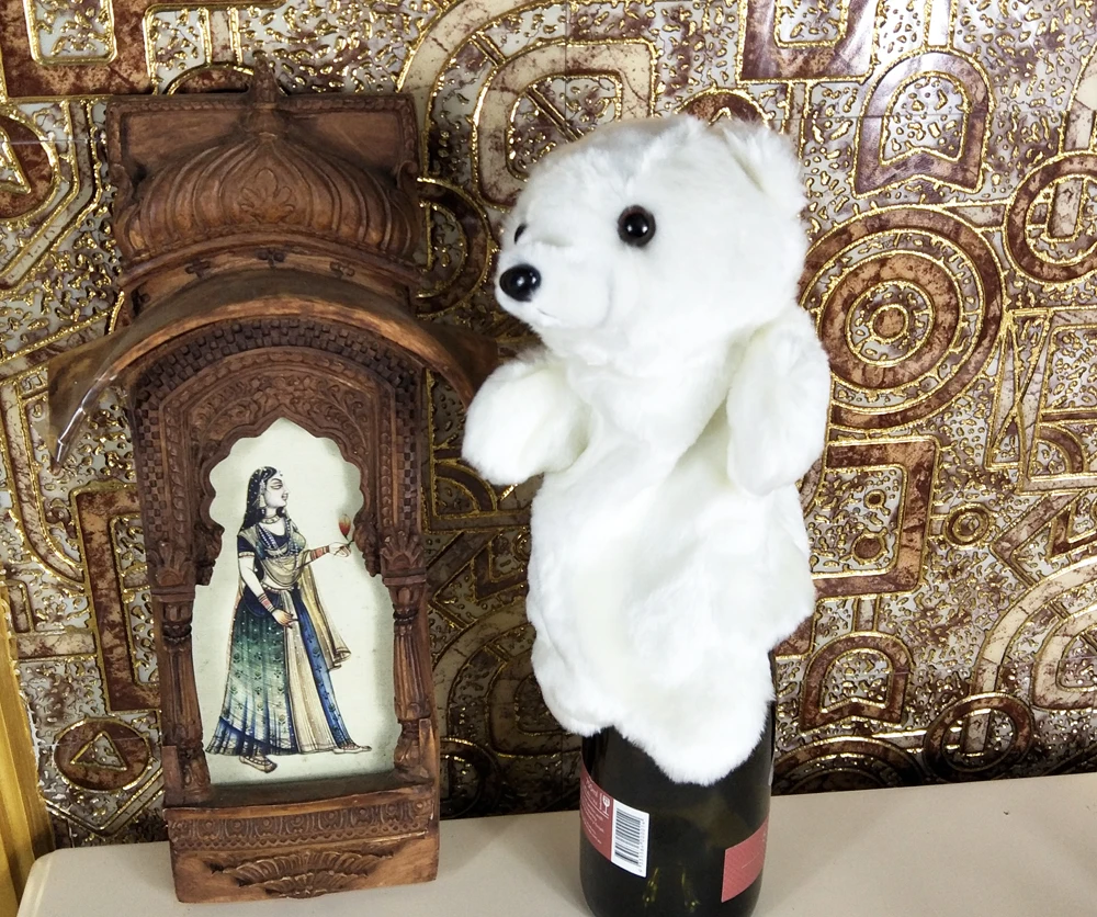 Marionnette à main d'ours polaire blanc pour enfants, jouet en peluche