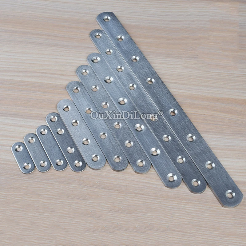 High Quality 100PCS Stainless Steel Flat Straight Corner Braces Board Frame Joint Shelf Support Brackets Furniture Connectors