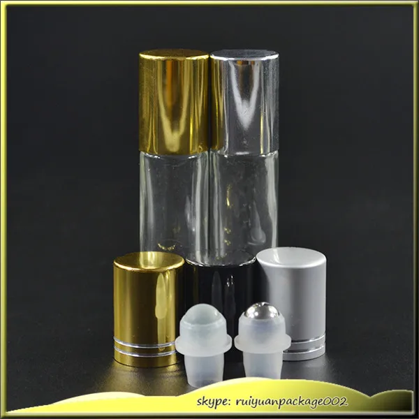 100pcs* 6ml Roll On Portable Clear Glass Refillable Perfume Bottle Empty Essential Oil Case Lip Balms Bottle