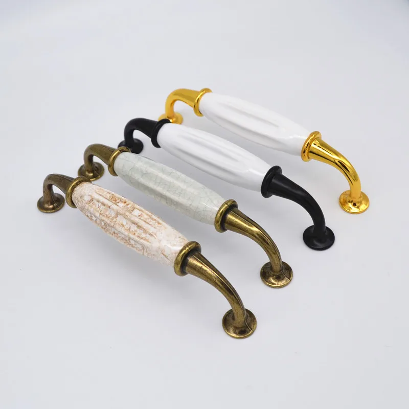 White Ceramic Furniture Handles Drawer Pulls Closet Handle Kitchen Cabinet Handles Gold