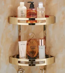 Rose Gold Corner Shelf  Gold Stainless Steel Bathroom Shelf Bath Shower Shelf Bath Shampoo Holder Basket Holder Corner shelf