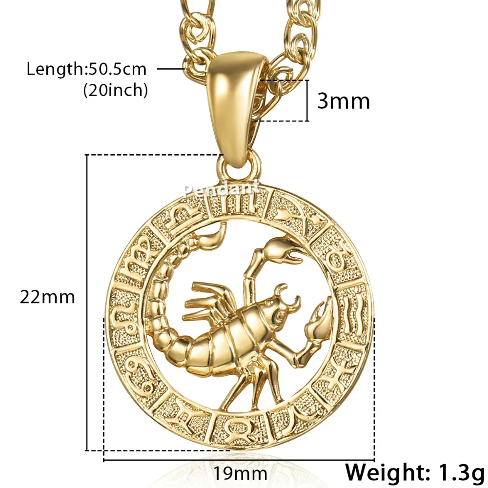 Women Men Scorpio Zodiac Sign Necklace 585 Rose Gold Color Pendant Necklace Fashion Jewelry Gifts Wholesale GP278D