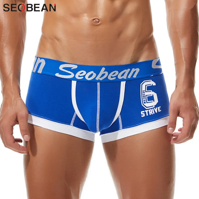 SEOBEAN Male Panties Cotton Underwear Boxer Briefs Breathable Men\'s Boxer Printing Underpants Sexy Low waist Boxer Shorts