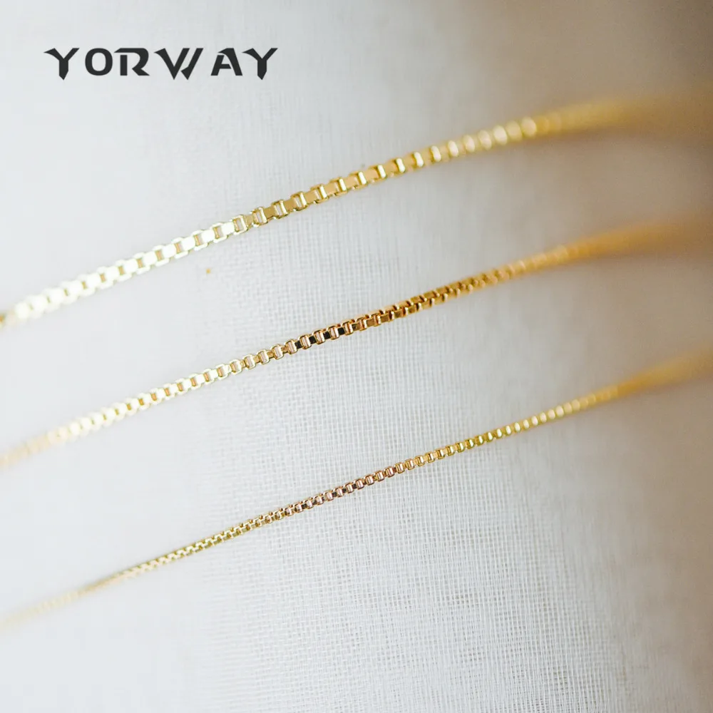 Позолоченные латунные цепочки в коробке, тонкие 0,7/0,8/1 мм/0,9 м, цвет не тускнеет (# LK-166)/ 1 метр = 1,1 фута