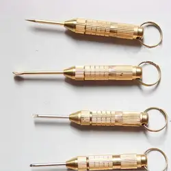 1 Set 4 In1 Mini Steel Golden Opener Screwdrivers Ear Pick Ear Cleaners Keychain Health Care Tools Kit Set Key Chain