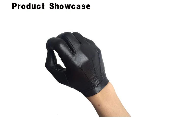 Men's Thin Lambskin Leather Gloves Wrist Button Tight-Fitting Unlined Luxury Italy Gloves Winter Warm Driving Touch Screen