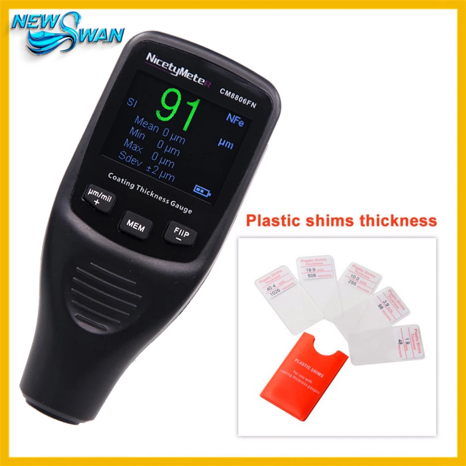 Nicety Automotive Car Paint Thickness Gauge Gauges of Paint and Varnish Film Coating for Cars Meter CM8806FN