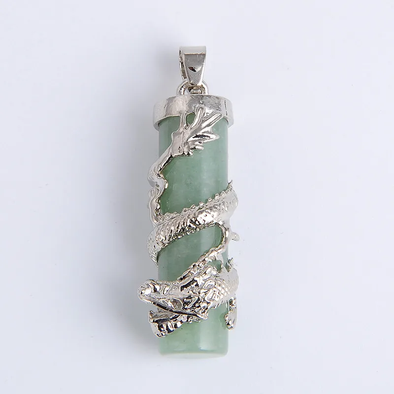 New Dragon Wrap Drop Natural Stone Tiger Eye Pendants Female Male Jewelry Blue white Quartz Gem Pendulum Amulet Jewellery