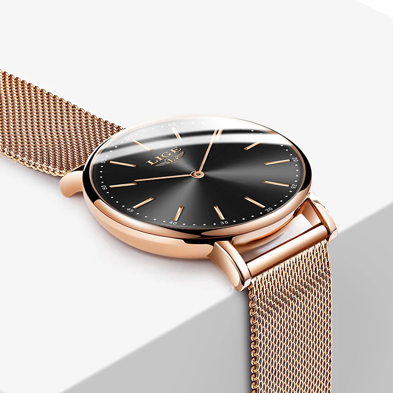 2023 lige neue roségold frauen uhr business quarzuhr damen top marke luxus weibliche armbanduhr mädchen uhr relogio feminin