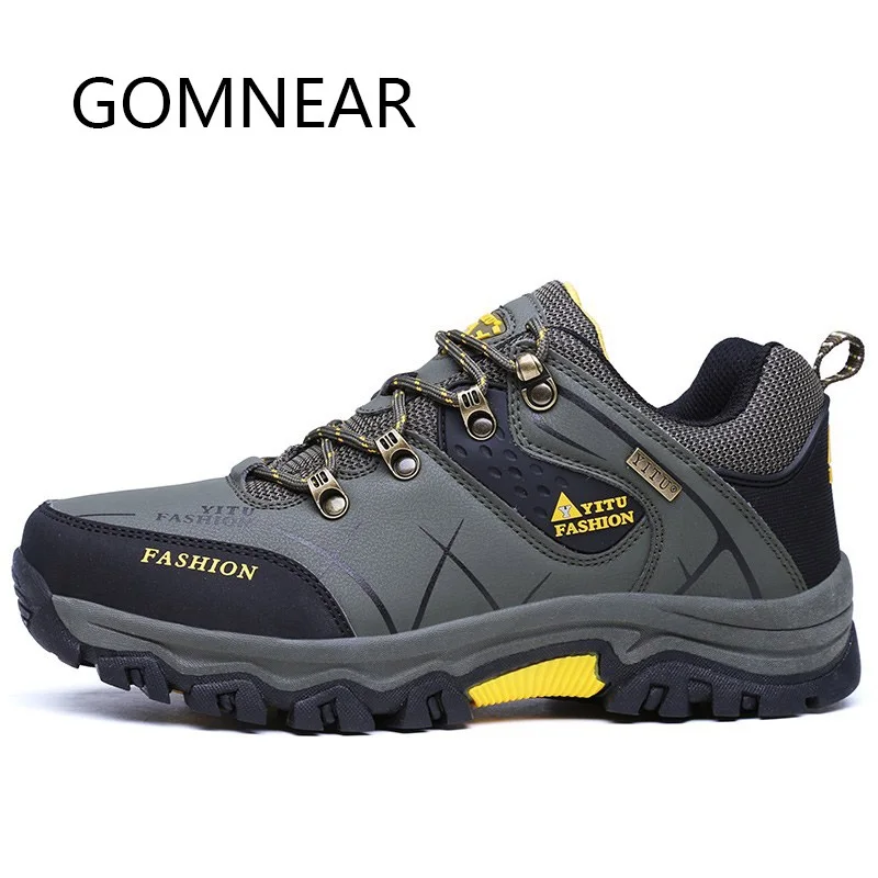 GOMNEAR Genuine camel Hiking Shoes Men's Outdoor Tennis Hunting Athletics Shoes Breathable Antiskid Trekking Jogging Sport Shoes