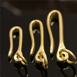 1pcs Solid Brass Belt U Hook Keychain Key Ring Wallet Fob Clip Retro Vintage Fish Hook with O ring 3 Sizes Available