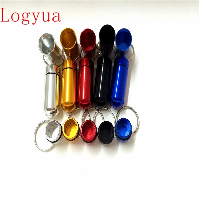 Aluminum Pill Box Case Bottle Key Ring Holder Container Car Keychain Medicine Box Health Care  10pcs/lot