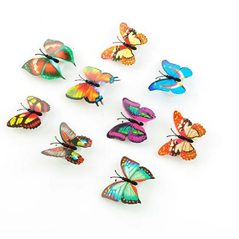 LED Light Night with Colorful Changing Butterfly Indoor Light with Suction Pad Home Party Desk Wall Decor