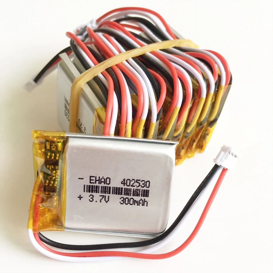 Batería recargable de polímero de litio, Conector de 3 pines para GPS, Mp3, GPS, Bluetooth 3,7, JST 300mm, 10 piezas, 1,5 V, 402530 mAh