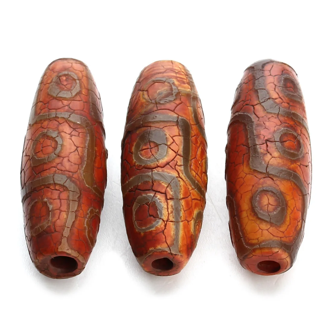 Natural Tibetan  Dzi Beads, Drum, 14x39mm, Hole:Approx 3mm, 2PCs/Bag, Sold By Bag