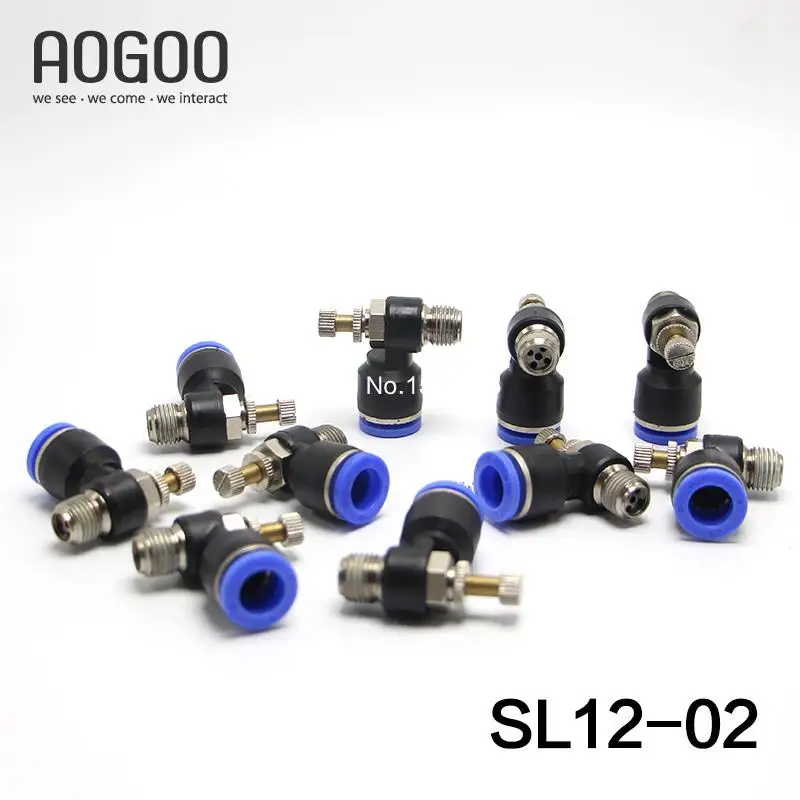 10Pcs/lot Tube 12mm Thread G1/4 Pneumatic Throttle Valve Pneumatically Quick Connector Exhaust Valve SL12-02