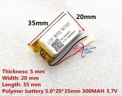 (free shipping)Battery factory outlet 3.7V 502035 300 mah lithium-ion polymer battery quality goods