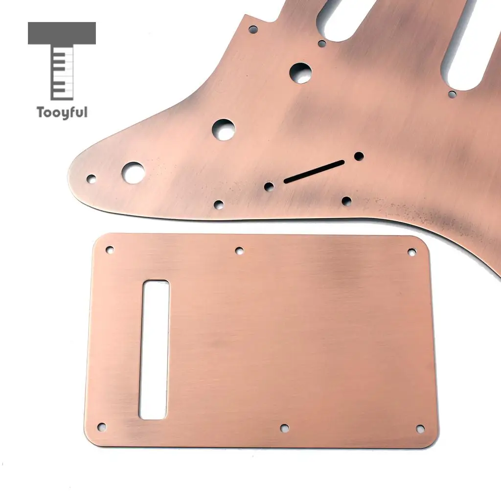 Tooyful Newest Aluminum Alloy SSS Acoustic Guitar Pickguard Shield w/ Standard Backplate for ST Electric Guitar Accessory Copper