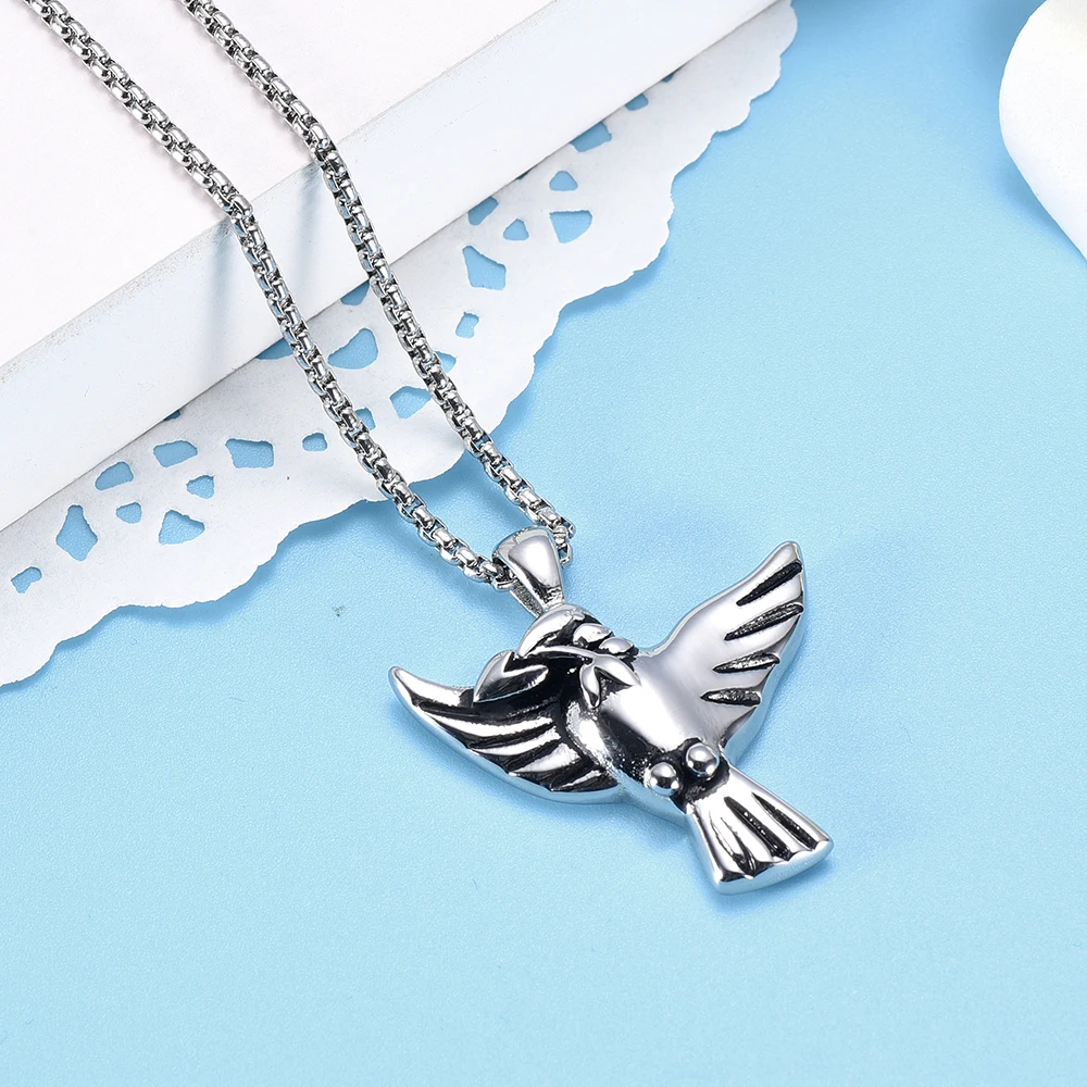 Hold Olive Branch Bird Stainless Steel Cremation Urn Pendant Necklace Ashes Holder Keepsake For pet remains jewelry