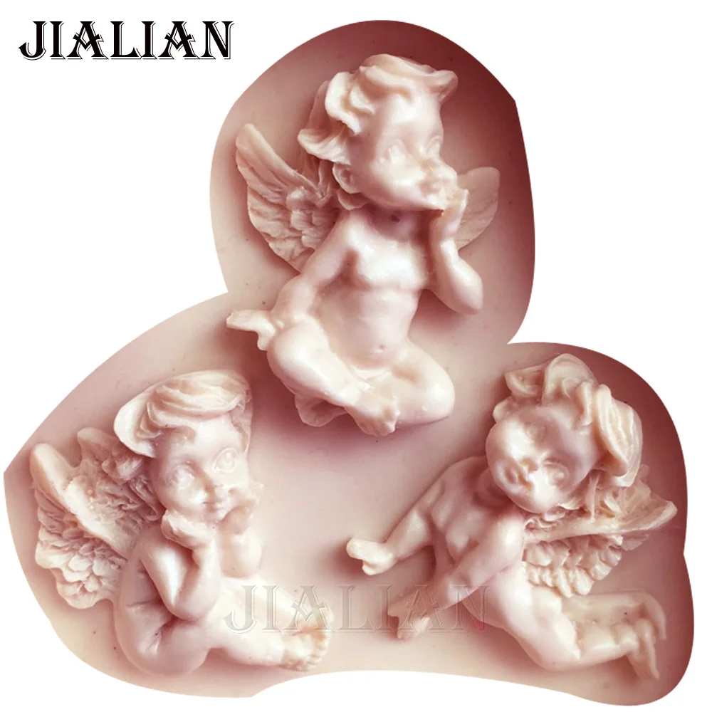 

3 Hole Baby angel Shaped Silicone Mold Cake Decoration boy Fondant cookies tools 3D Silicone Mould Gumpaste Candy T0971