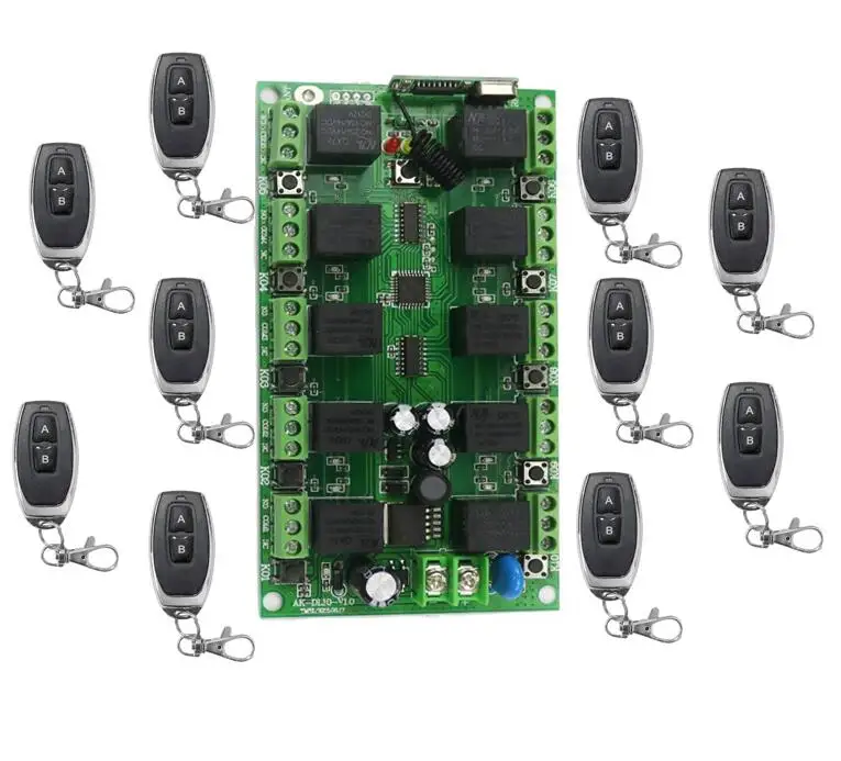 

433 МГц DC 12 В 10A 10 каналов RF Беспроводная система дистанционного управления индивидуальный код обучения свет/лампа/Светодиодная лента